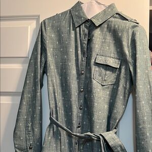 Brooks Brothers Gray and Pink Embroidered Shirt dress. So chic and preppy